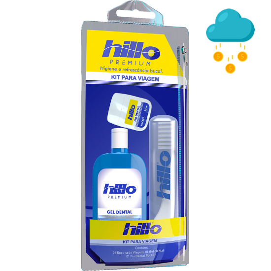 kit de viagem Hillo (gel dental , escova pocket fio dental) 4 itens